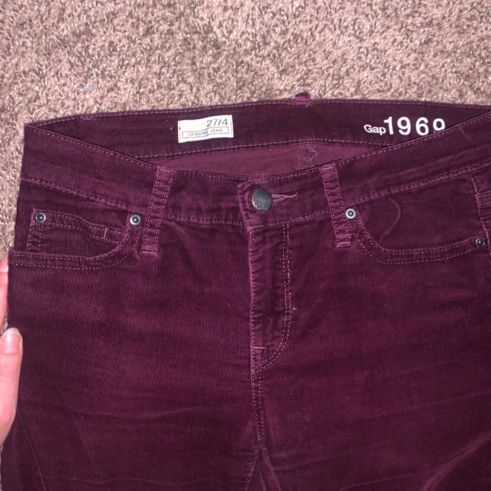 Corduroy straight leg mid-rise pants